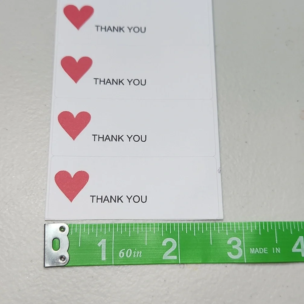 Hand Crafted Heart Thank You Stickers 100 Count
